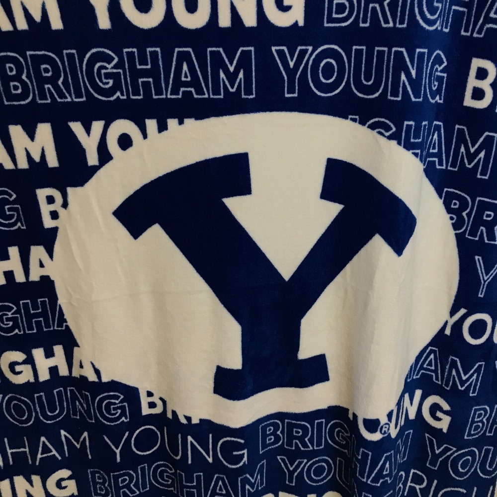 Logo Brands Brigham Young University BYU Cougars Polyester Blue Throw Blanket - Picture 5 of 16